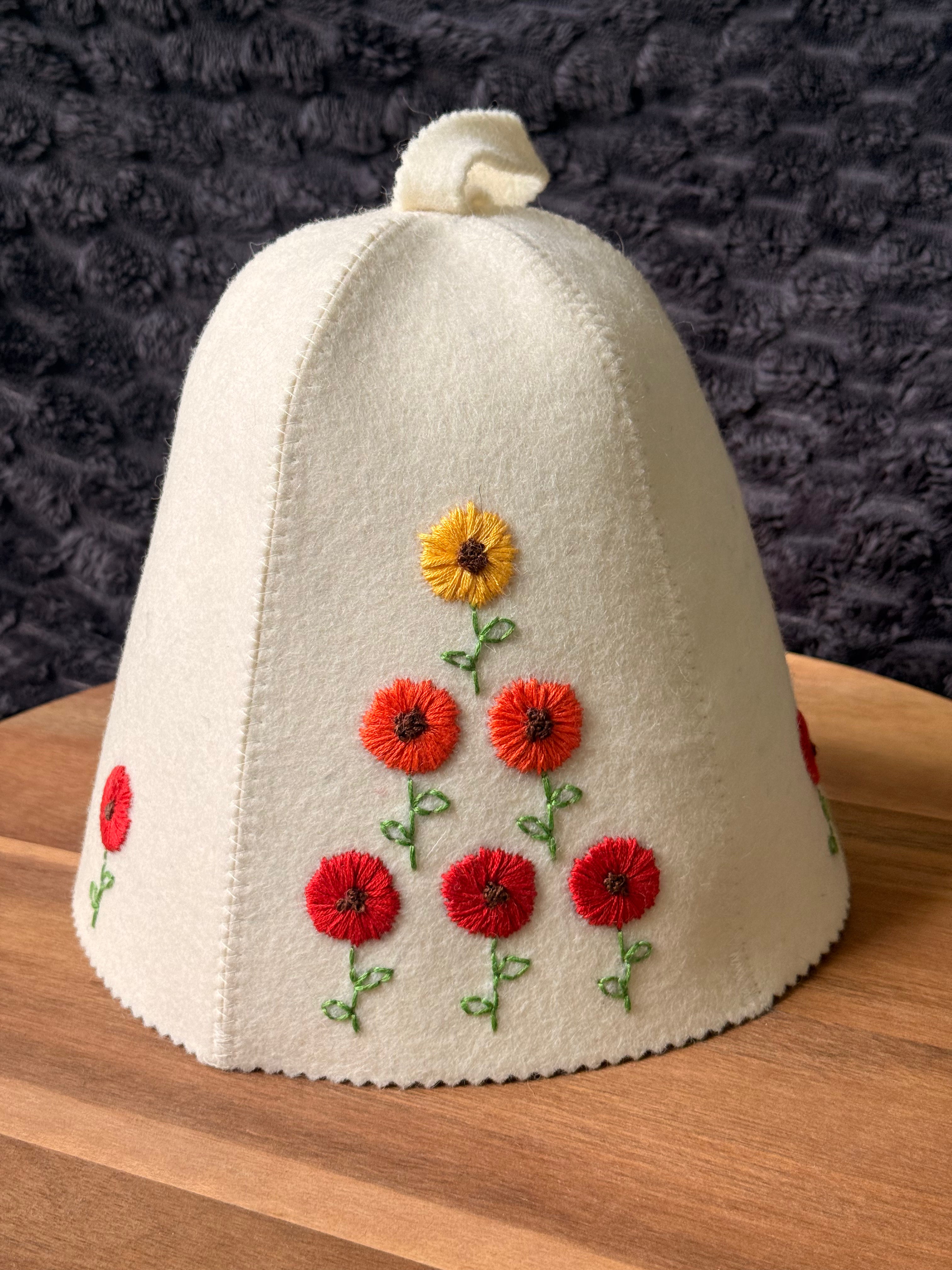 Hand-Embroidered Sauna Hat | Threads of Hope