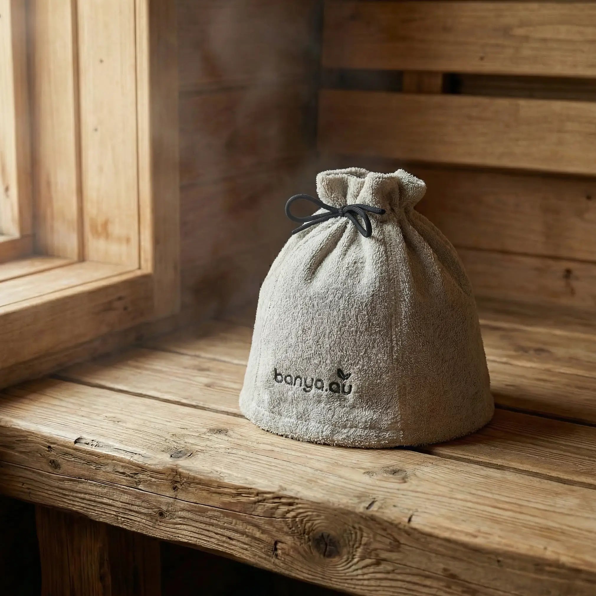 100% Cotton Grey Sauna Hat Adjustable