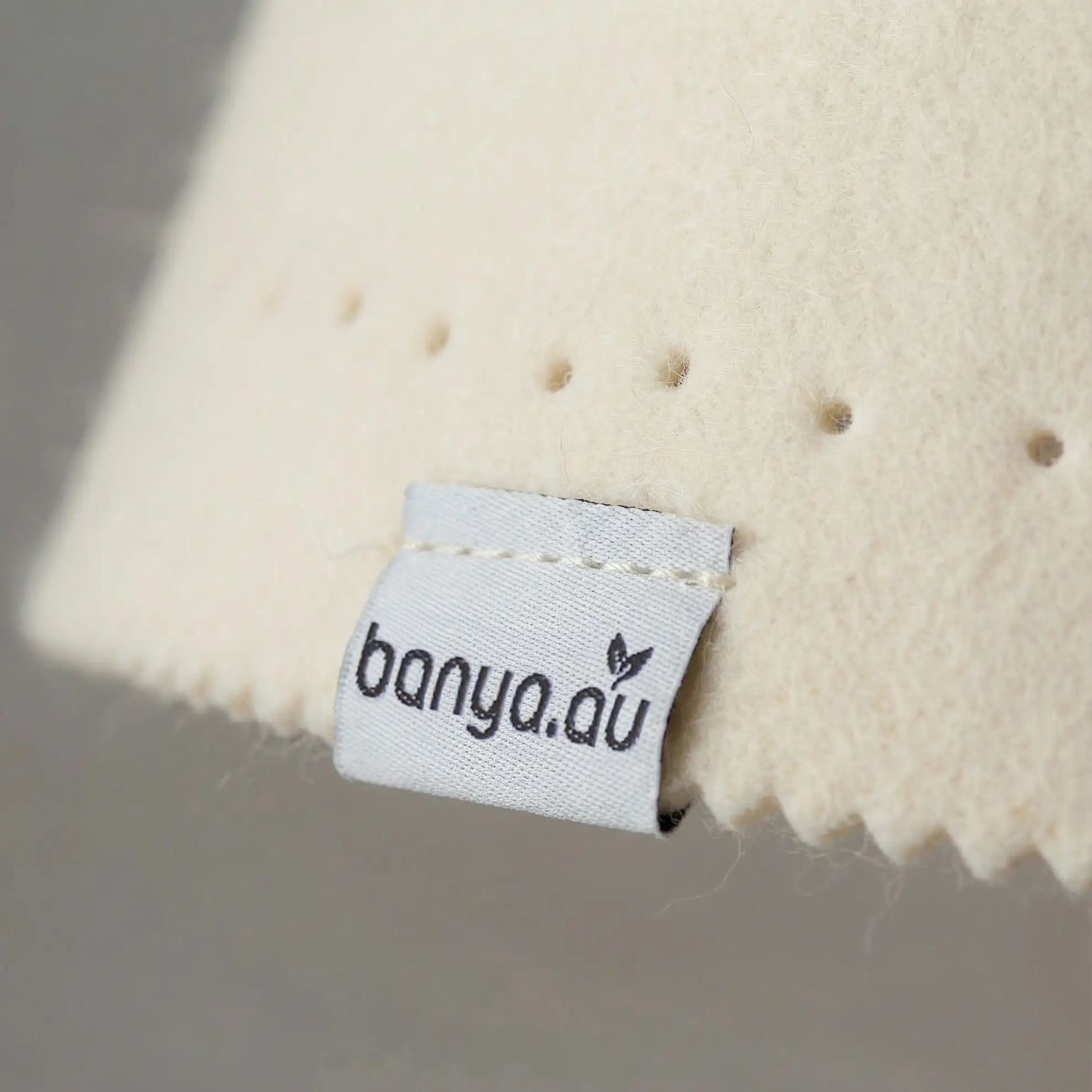 Close-up of premium Australian Merino wool sauna hat