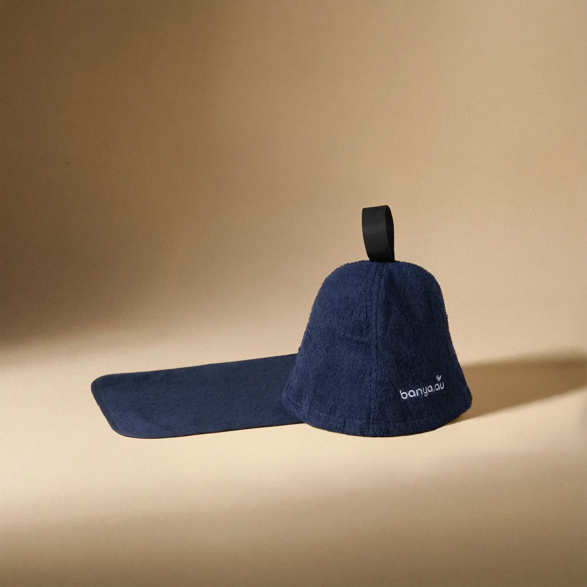 100% Cotton Sauna Set - Blue Hat & Mat Bundle