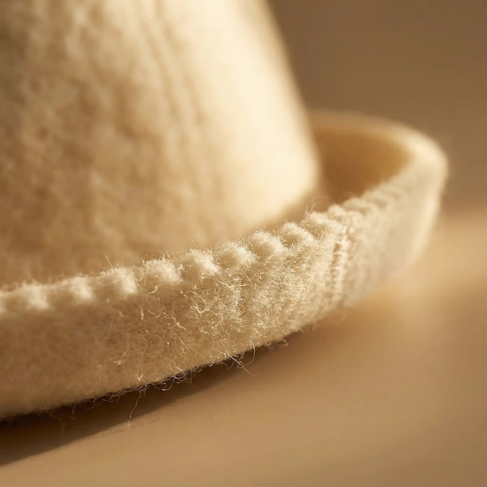Close-up of extra thick 5mm natural wool felt used in a traditional sauna hat