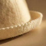 Close-up of natural wool felt on a traditional wool sauna hat