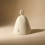 Traditional wool sauna hat made from natural wool felt with hanging loop